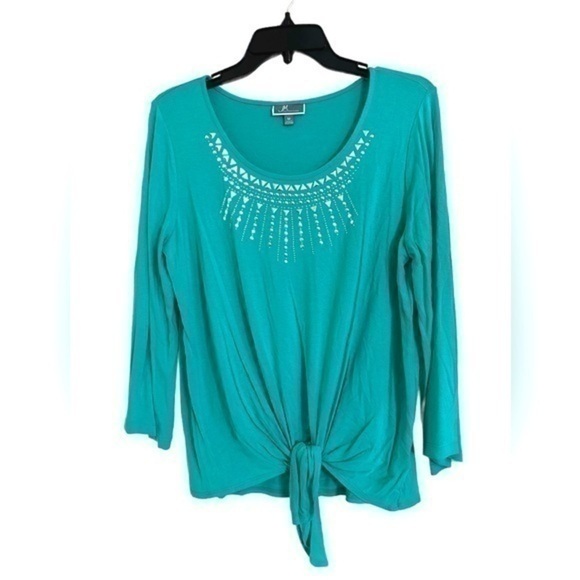 Women’s JM Collection Knit Top with a Tie Front - Size M - NWOT - Picture 1 of 5